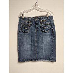 Yuka Jeans Denim Skirt 10 Blue Jean Modest Womens No Slit